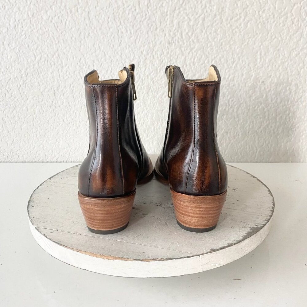 Womens Western Cowboy Ankle Boots 7.5 Brown Cowgirl Short Ankle Boot Pointed Toe - Picture 3 of 11